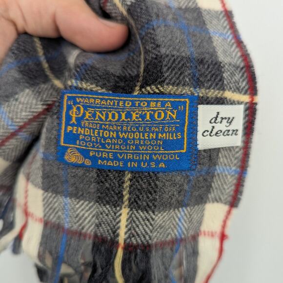 Vintage 100% Wool Pendleton Mid-Mod Plaid Scarf 48"x12" Made in USA Ships in Box - Picture 2 of 3